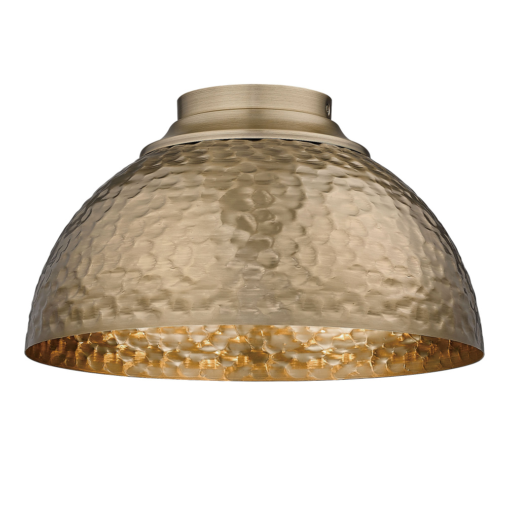 Golden Lighting Shepard 3-light Flush Mount in Modern Brass and Modern Brass shade